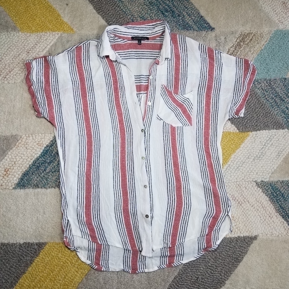 Staccato Beachy Striped Short Sleeve Button Down
